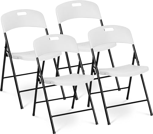 Oline Folding Chair, Indoor Outdoor Plastic Commercial Stackable Foldable Guest Chairs for Events Office Wedding Party Picnic Kitchen Dining