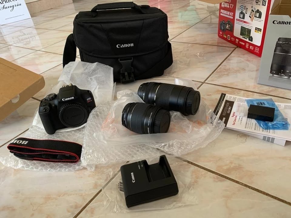 Canon EOS Rebel T7 DSLR Camera2 Lens Kit with EF18-55mm + EF 75-300mm Lens, Black
