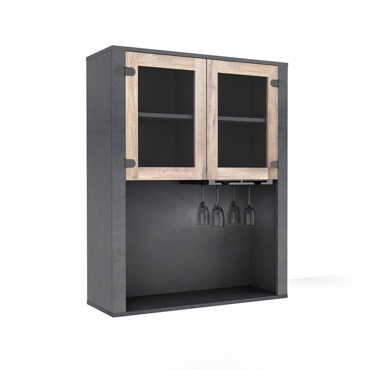Ufurpie 31 Inch Farmhouse Barn Door Bar Cabinet For Living Room, Dining Room,Black