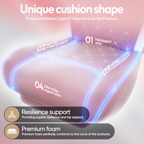 Dowinx Fabric Gaming Chair with Heated Massage Lumbar Support, Computer Game Chairs for Adults
