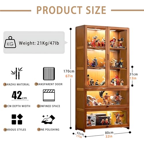 5 Tier Curio Display Cabinet with Acrylic Glass Door, Large Capacity Storage Cabinet Collectibles Toy Organizers Rack & Display Shelf