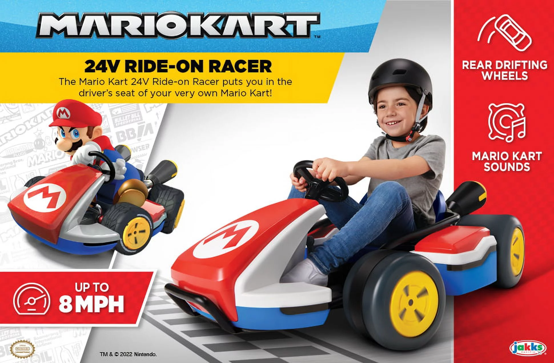 Nintendo Super Mario Kart 24V Battery Operated 3-Speed Drifting Ride-on, 8 mph, for a Child Ages 3-8 - Radiant Selections