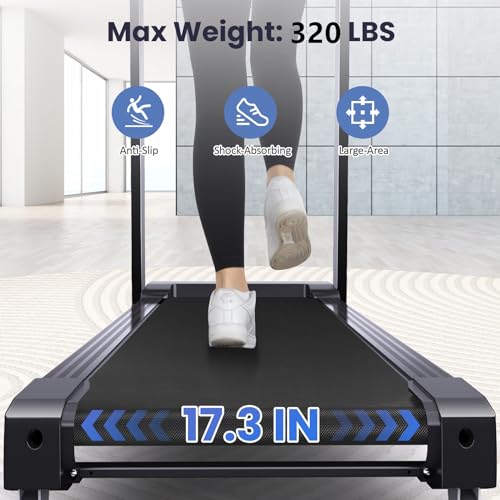 3.5HP Treadmill with Auto Incline, 320 lb Capacity, 17.3" Wide Belt, Electric Folding Treadmill for Home, Walking & Running Machine with Handle Bar