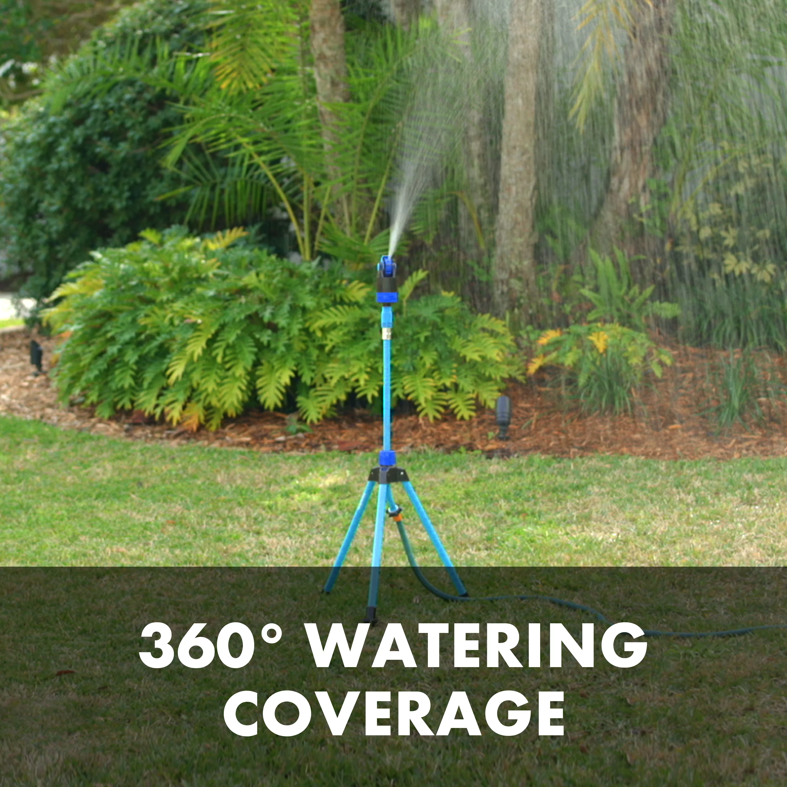 Aqua Joe Indestructible Turbo Drive 360&ordm; Telescoping Tripod Lawn & Garden Sprinkler, 6 Spray Patterns, 4,500 Sq. ft. Max Coverage