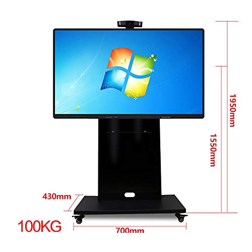 TV Floor Mount Height Adjustable TV Stand with Adjustable Shelf and Carry Brake Universal Wheels 55/65/75 Inch Universal TV 200 Lbs in Total
