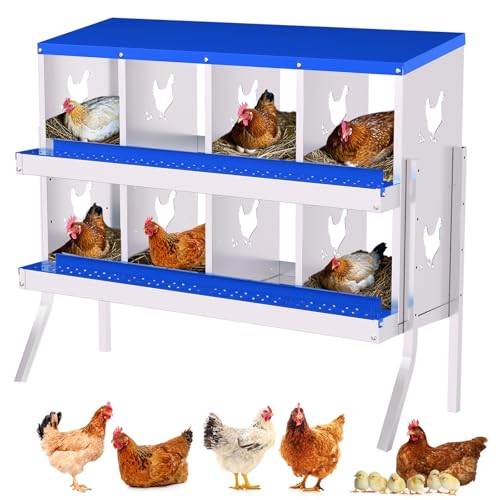 Garvee Chicken Nesting Box with Removable Tray, 8 Compartment Nesting Boxes for Chickens, Easy to Clean and Install