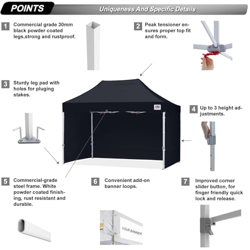 ABCCANOPY Easy Pop Up Canopy Tent with Sidewalls 10x10 Commercial -Series, White