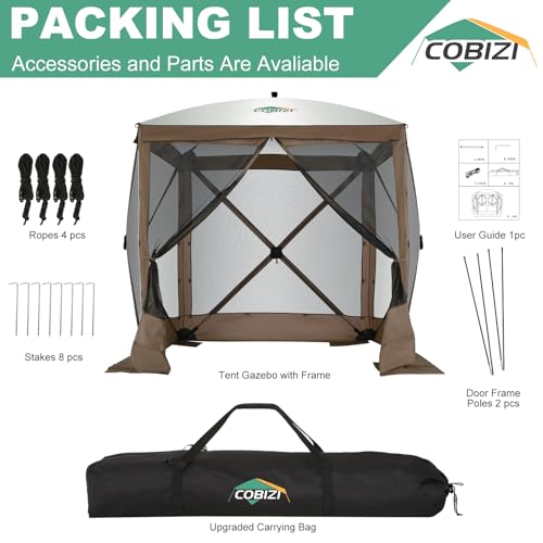 COBIZI 12x12ft Pop up Gazebo Screen Tent Screen House for Camping, Camping Outdoor Screened Gazebo, Canopy Tent