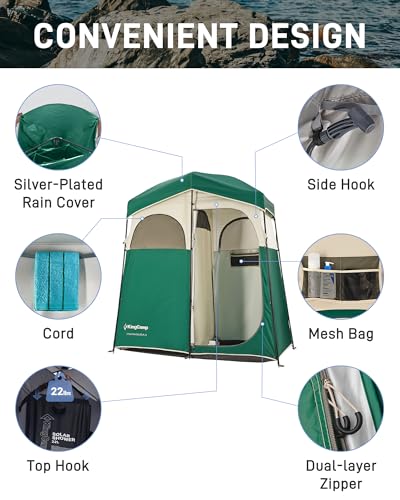 KingCamp Shower Tent, Portable Privacy Tent Outdoor Camping 1/2 Room Toilet Tents with Shower Bag & Dressing Room for Travel Beach Tailgate