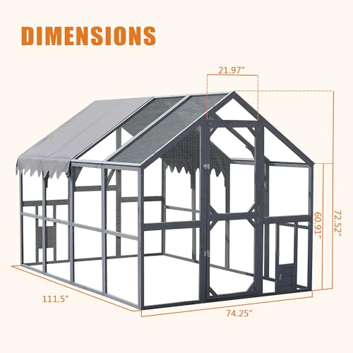 109.6'' Large Wood Chicken Coop Enclosures,Walk-in Poultry Cage