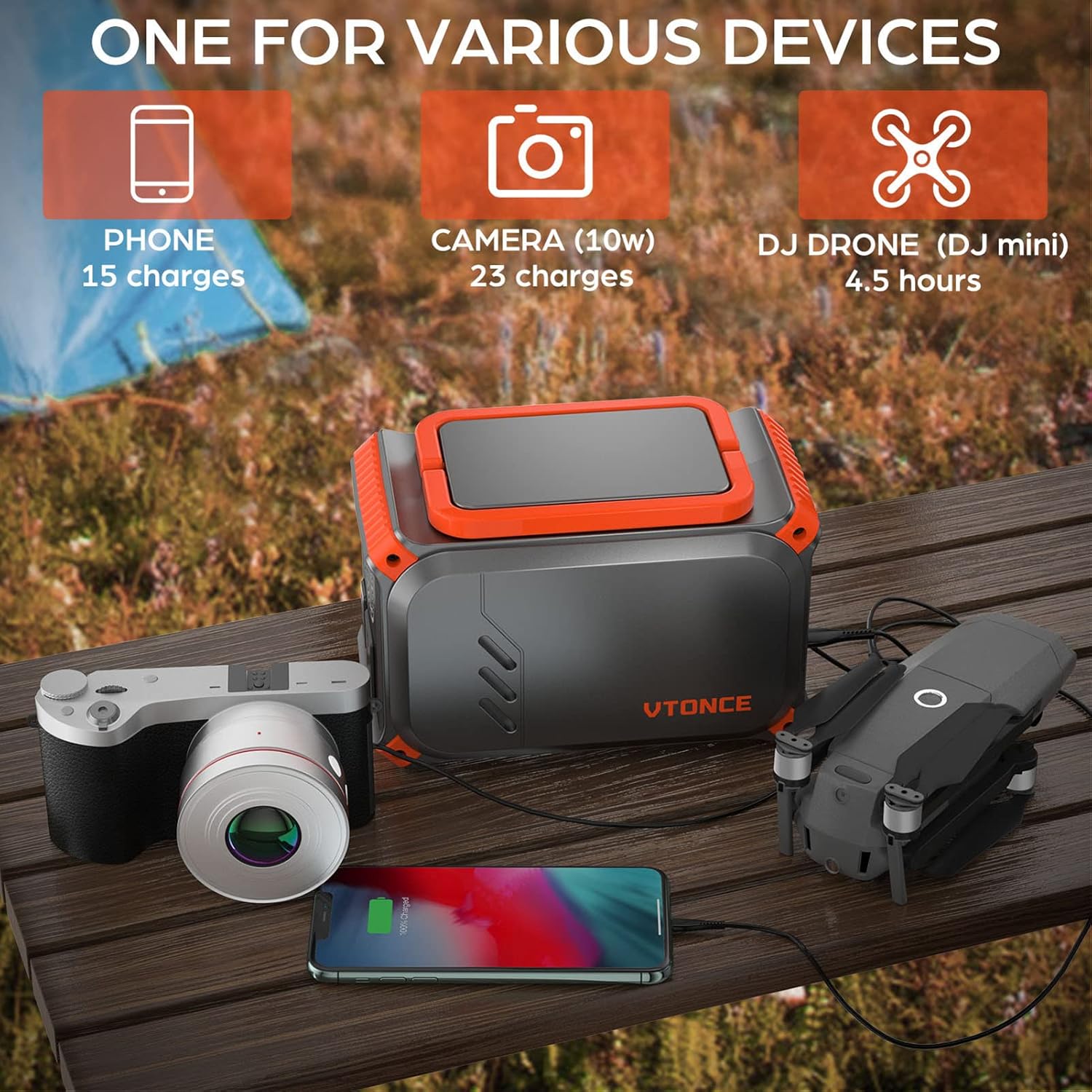 200W Portable Power Station, VTONCE 178Wh/48000mAh Backup Lithium Battery