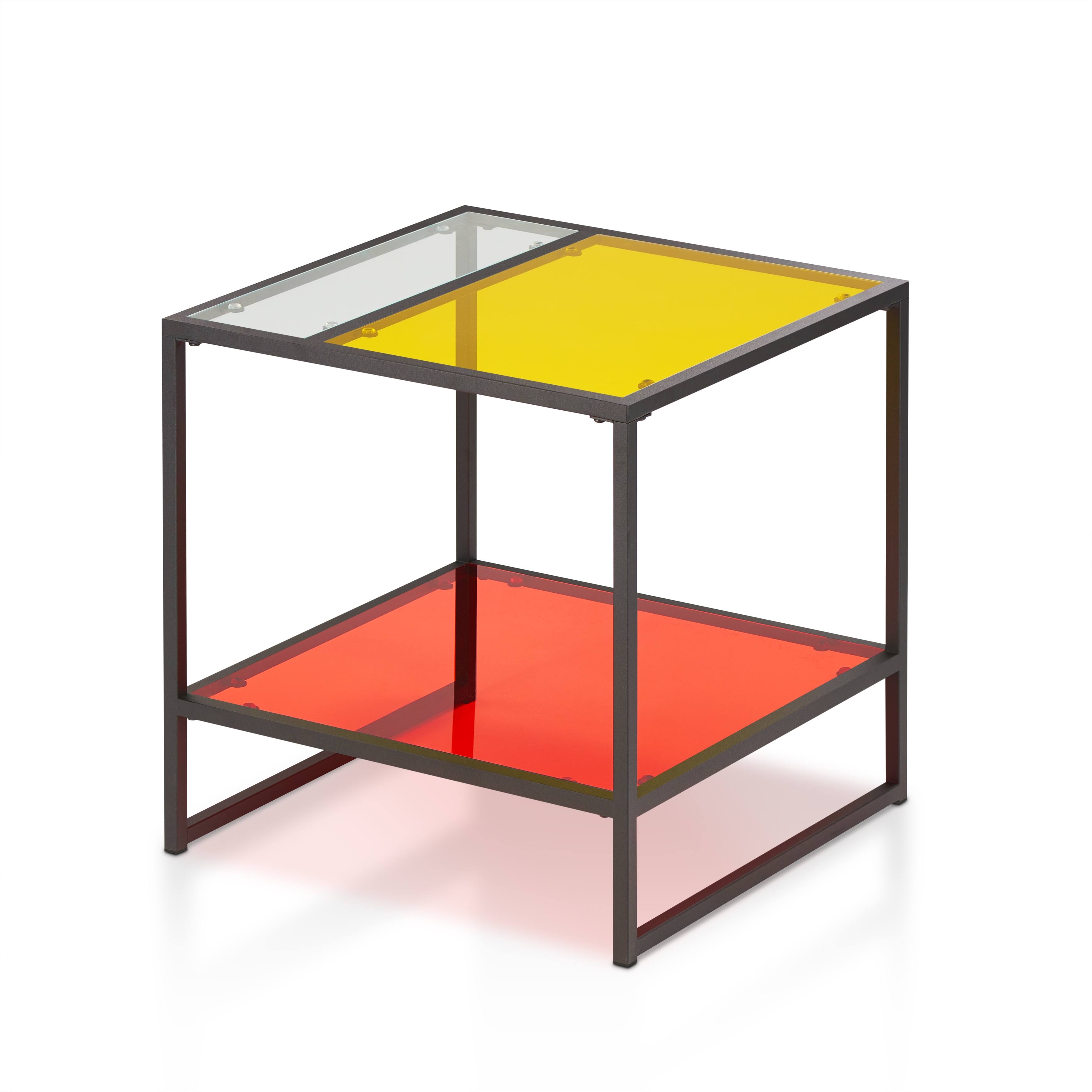 Furniture of America Serr Contemporary Multi-Color Glass Top End Table