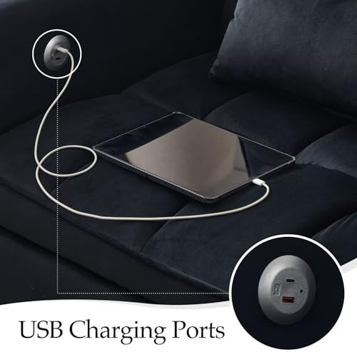 Modern 3 in 1 Convertible Sleeper Sofa Couch Bed with USB, Adjustable Backrest Velvet Pull Out Sofa Bed, Loveseat Sleeper Couch