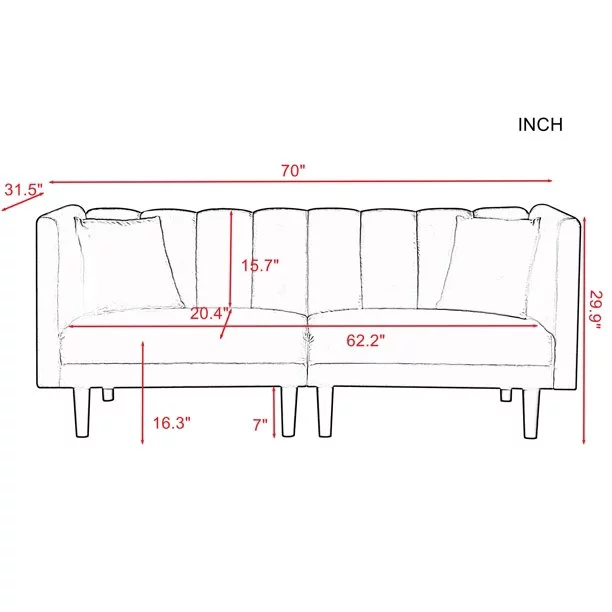 BSHTI 70 inch Futon Sofa Bed, 2 Pillows and Perfect Artificial Cushion Velvet Futon Sofa(Navy Blue)