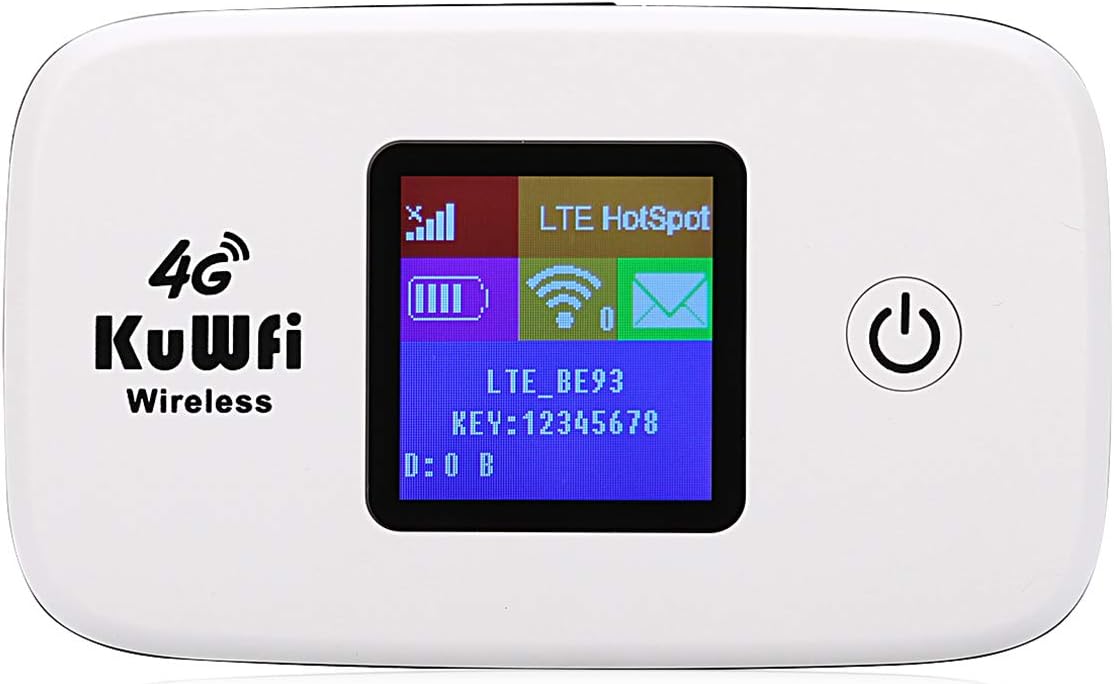 KuWFi 4G LTE Mobile WiFi Hotspot Unlocked Wireless Internet Router Devices with SIM Card Slot for Travel Support B2/B4/B5/B12/B17 Network Band for