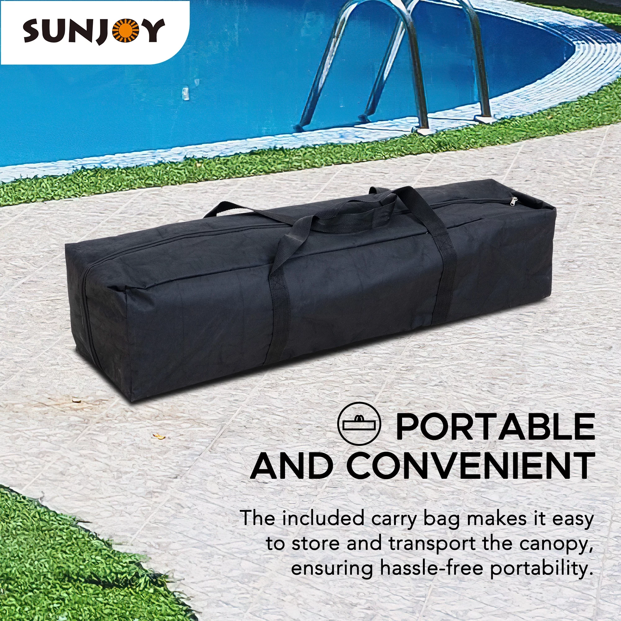 Sunjoy Floating Pool Canopy 10&rsquo; &times; 10&rsquo; Pop Up Gazebo Grey Fabric Canopy, Steel and Aluminum Frame Floating Tent with PVC Floats