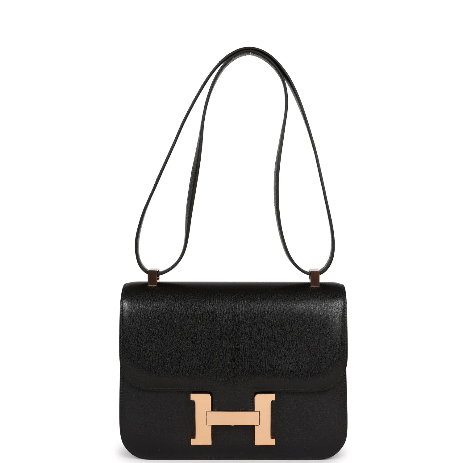 Hermes Constance 1-24 Black Chevre Chamkila Rose Gold Hardware