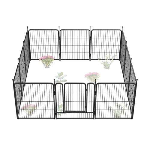 FXW Garden Fence 40in(H) x 36.0ft(L), 16 Panels Decorative Dog Fence Outdoor for The Yard – Heavy Duty Metal Animal Barrier for Dog and Rabbit