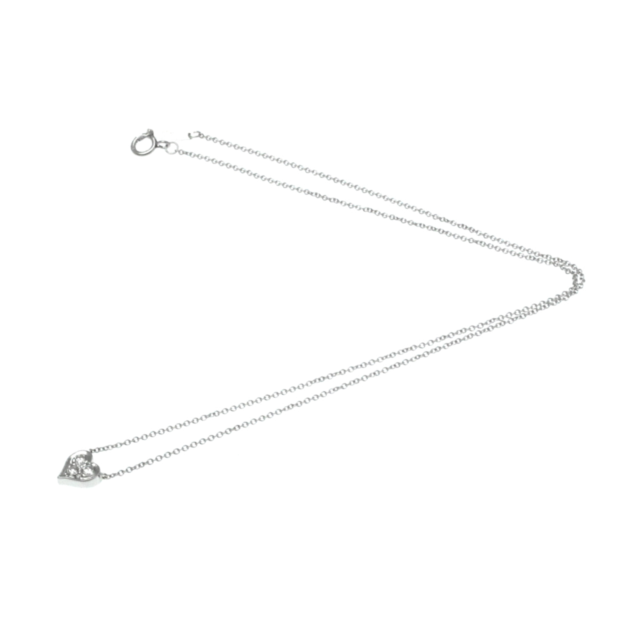 Pre-Owned Tiffany Sentimental Heart Necklace Platinum Diamond Men,Women Fashion Pendant Necklace (Silver) (Good)