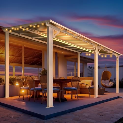 AECOJOY 10&rsquo; x 10&rsquo; Gazebo, Wall Mounted Gazebos Pergola on Clearance, Outdoor Patio Lean to Gazebo Awnings for Deck, Porch
