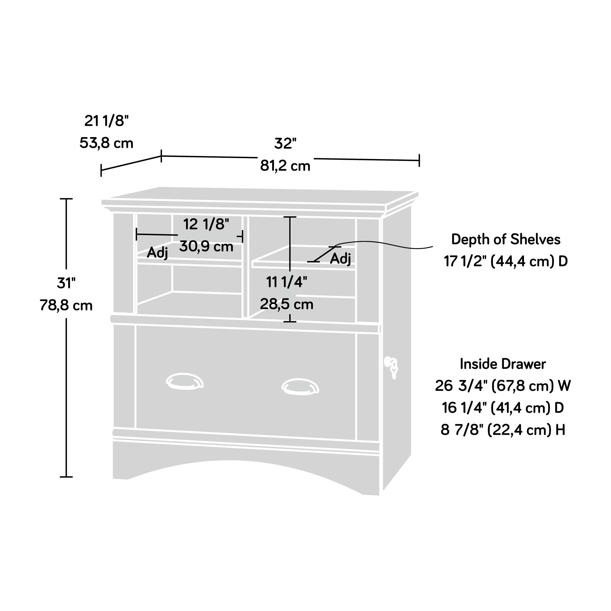 Sauder Harbor View Lateral File, Salt Oak Finish