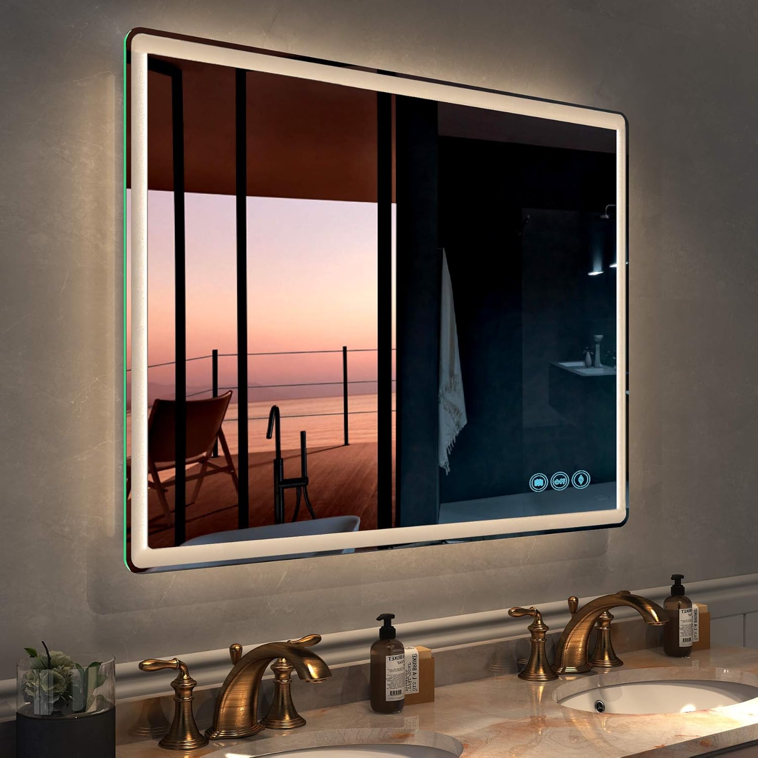 LED Bathroom Mirror for Wall - JORYOO 36x24 Inch Anti-Fog Bathroom Mirror with Lights - Lighted Bathroom Mirror