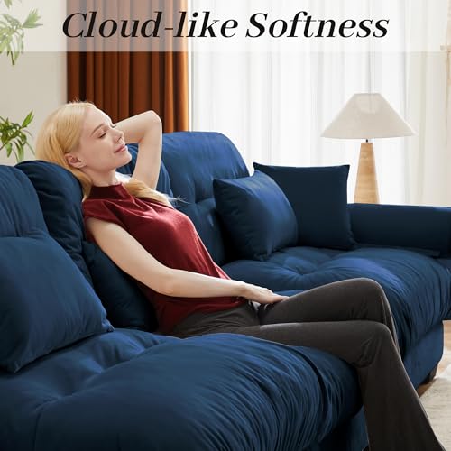 130" Modular Sectional Sofa,Velvet Upholstered Couches for Living Room,3 Seater Green Sofa Couch with Movable Ottoman