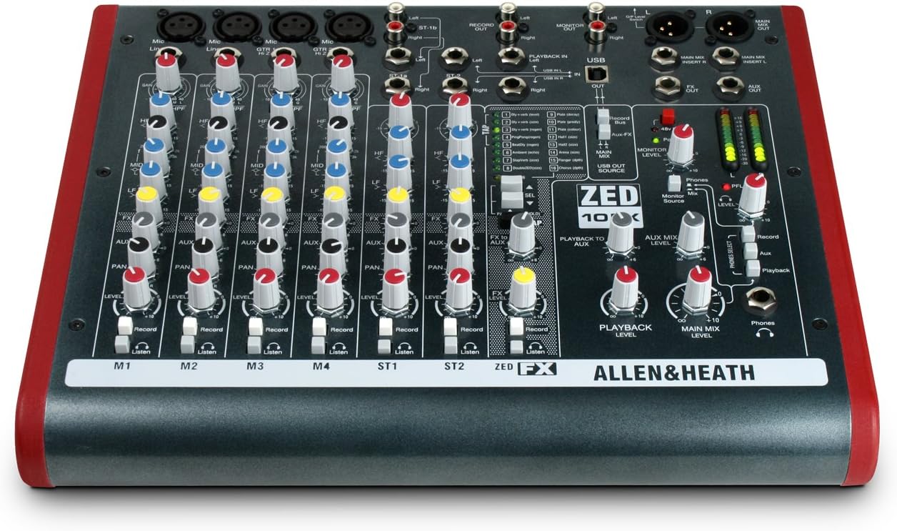 Allen & Heath ZED-10FX – Touring Quality Audio Mixer with 2 Mic/Line, 2 Mic/Line/DI, 3 Stereo Line, Onboard FX and USB I/O (AH-ZED-10FX)