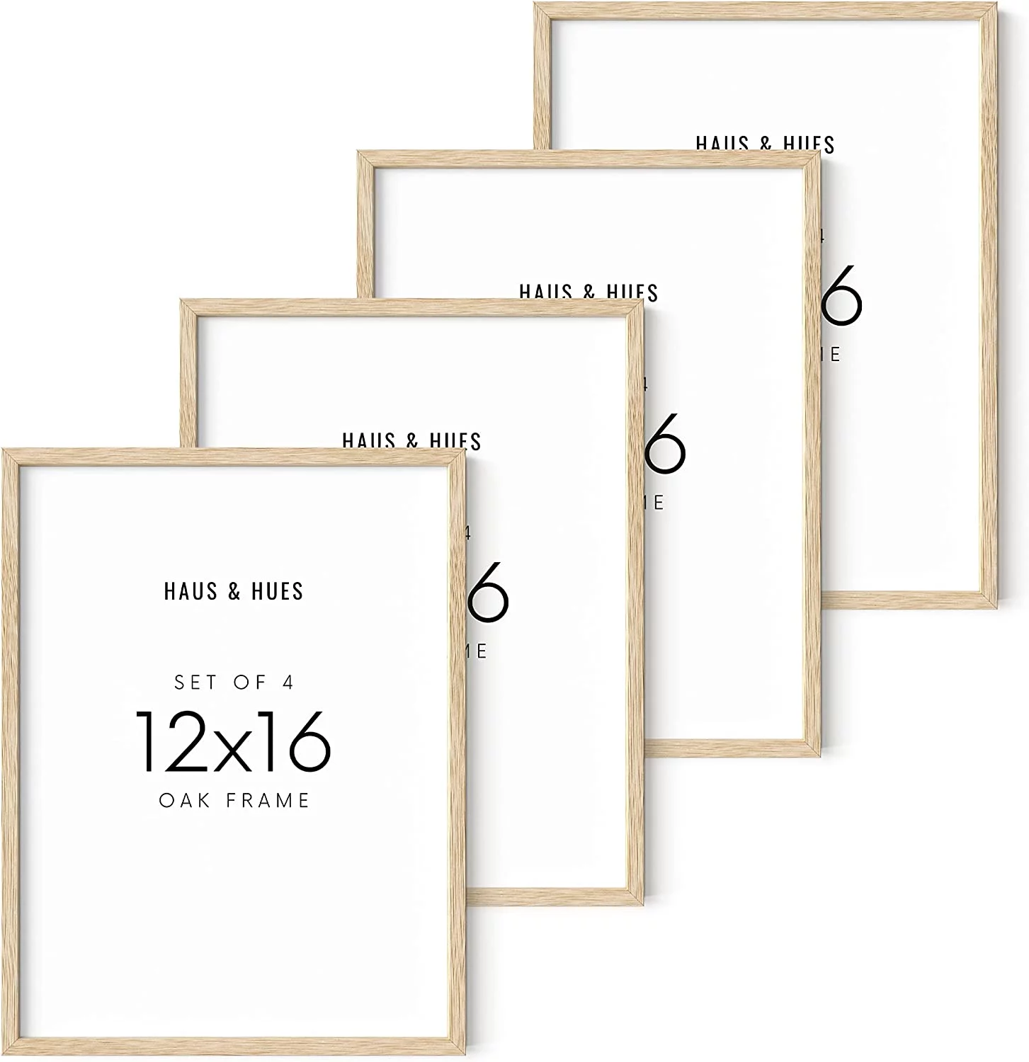 Haus and Hues 12"x16" Beige Oak Wood Picture Frame Set of 4 - 12x16 Wood Picture Frame, 12x16 Frames 4 Pack, 12x16 Poster Frame, 12x16 Frame Wood