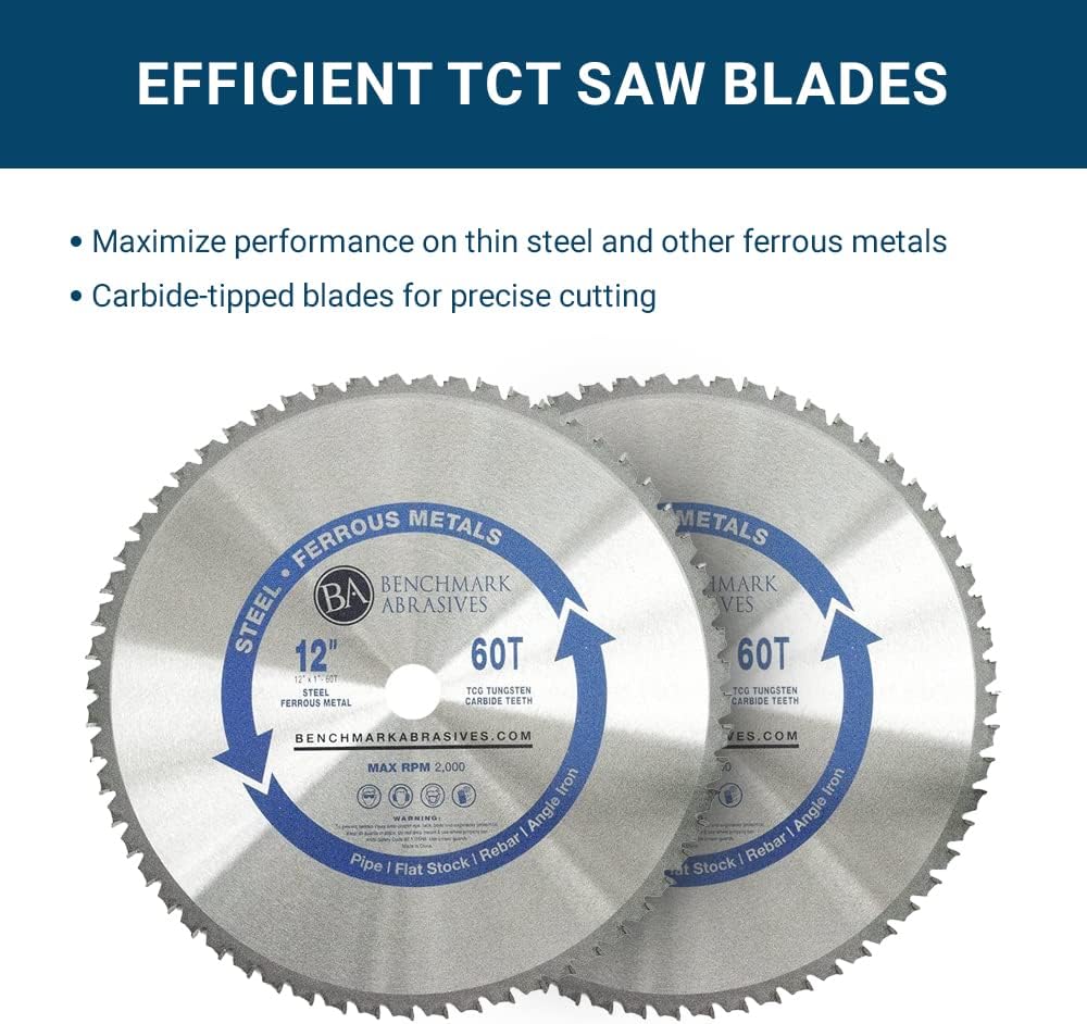 Benchmark Abrasives 14" 80 Tooth Tungsten Carbide Tips Saw Blade for Thin Steel and Ferrous Metals