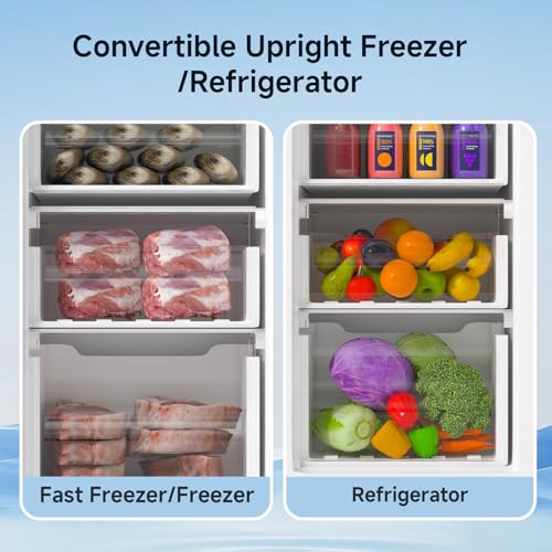 BANGSON Upright Freezer,7.0 Cu.ft Stand Up Freezer,Convertible Upright Freezer/Refrigerator,Single Door for Kitchen,Office,Apartment,White