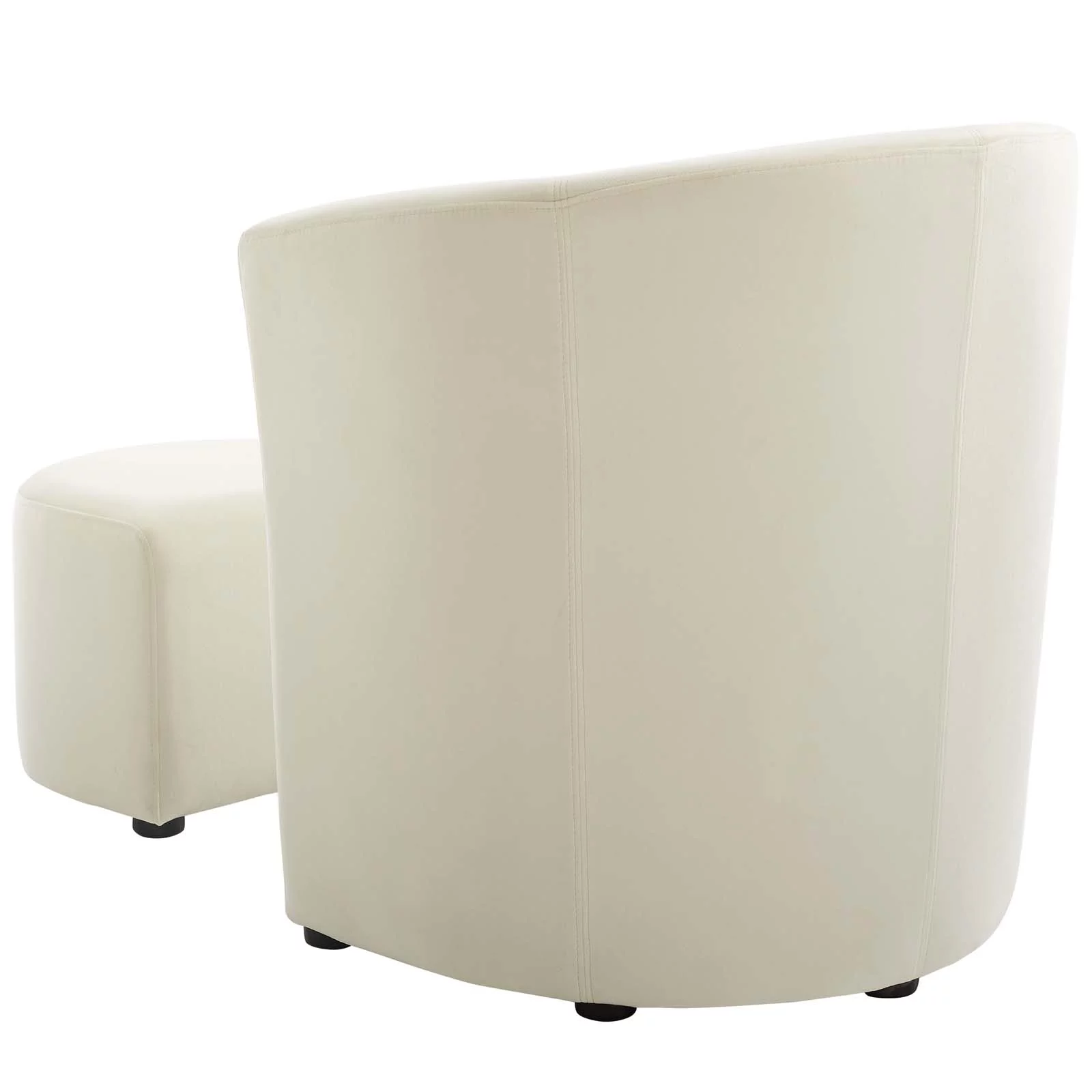 Contemporary Modern Urban Designer Living Room Lounge Club Lobby Armchair Accent Chair and Ottoman, Velvet Fabric, Ivory White