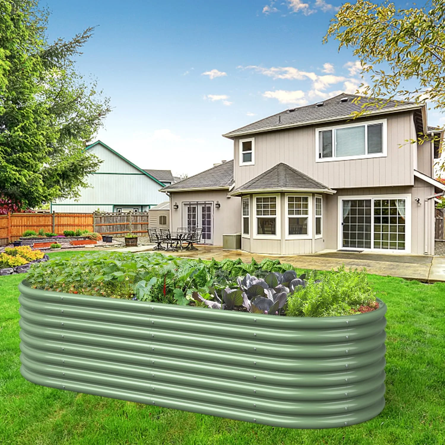 OGKBIR 8FT(L)×4FT(W)×2FT(H) Galvanized Raised Garden Bed Outdoor, Metal Raised Garden Beds for Flower, Raised Planter Box Outdoor for Herb