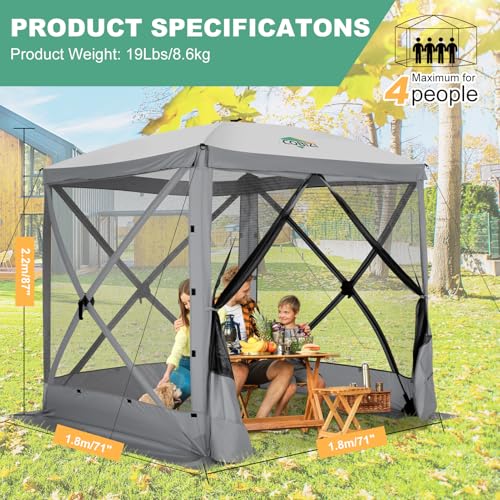 COBIZI 12x12ft Pop up Gazebo Screen Tent Screen House for Camping, Camping Outdoor Screened Gazebo, Canopy Tent