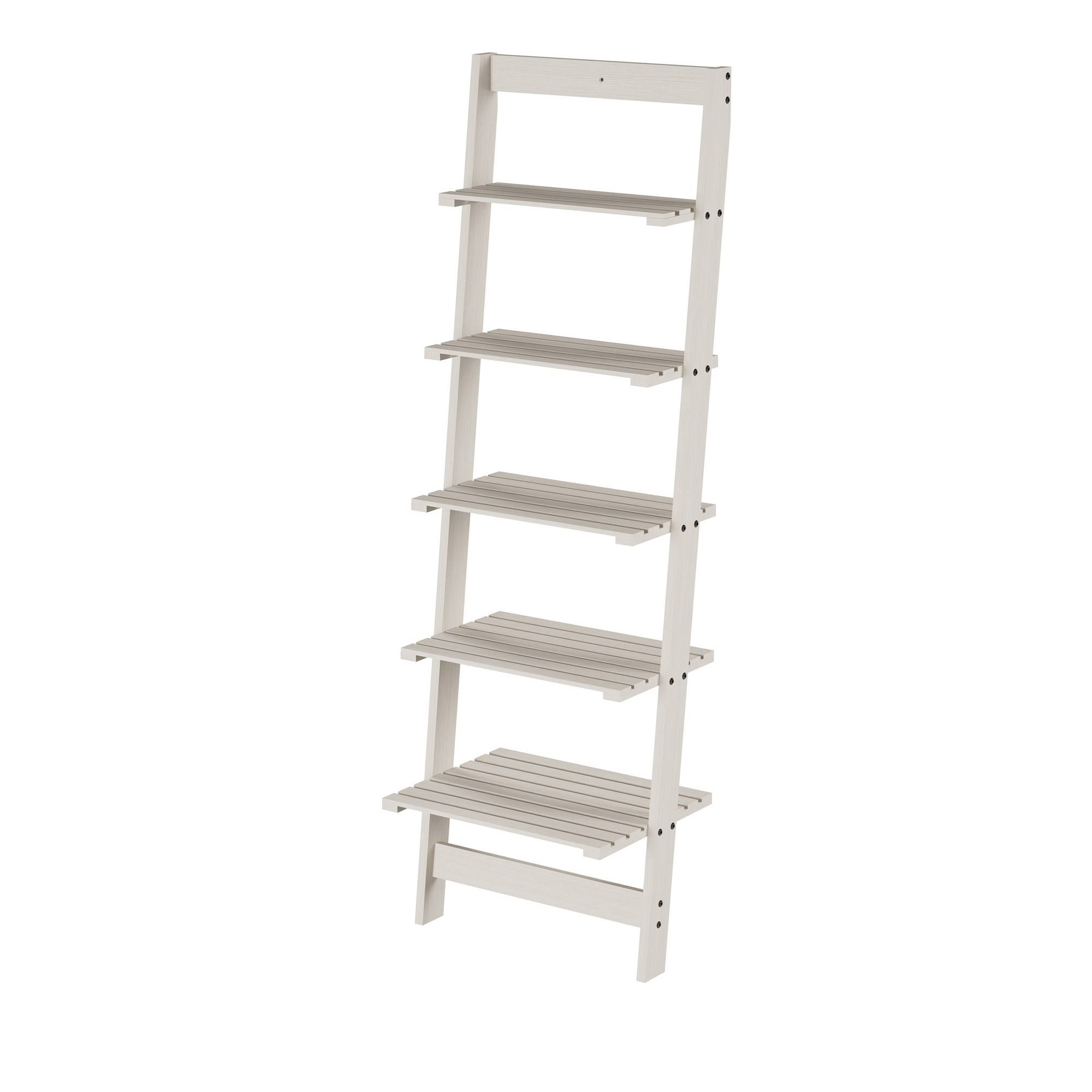 Hastings Home 5-Tier Ladder-Style Bookcase, White