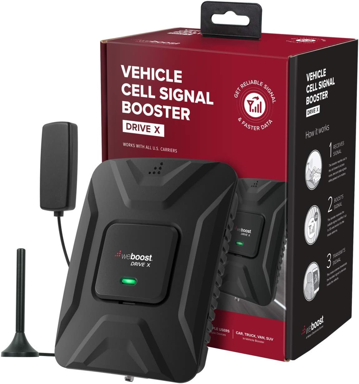weBoost Drive X - Vehicle Cell Phone Signal Booster | 5G & 4G LTE | Magnetic Roof Antenna | Boosts All U.S. Carriers - Verizon, AT&T