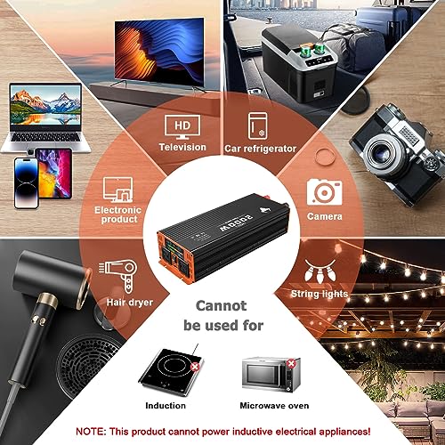 3000 Watt Power Inverter, Car/Home 12V DC to 110V AC Converter, with LED Display, Dual AC Outlets, USB Port, Dual Smart Fans, Cables Included