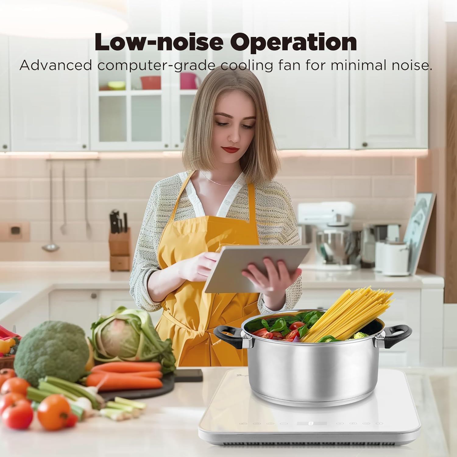 Portable Induction Cooktop, Countertop Induction Burner 0.9" Ultra-thin, Low Noise, 1200W Induction Hot Plate with Multi-safety Protection