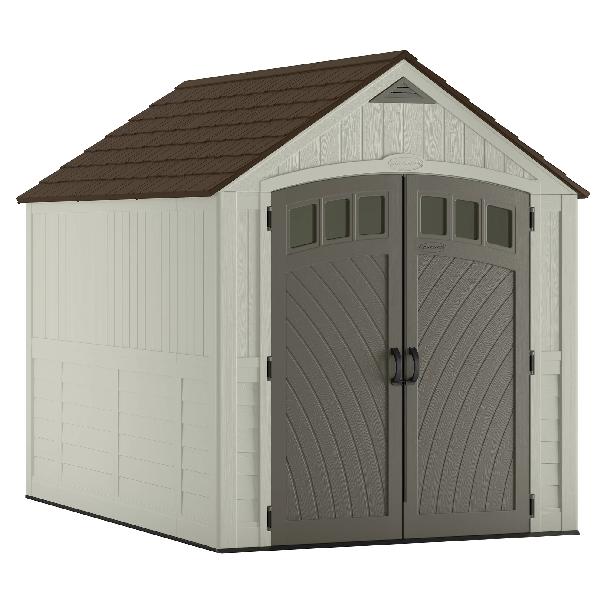 Suncast 7 x 10 ft. Metal and Resin Outdoor Storage Shed, Vanilla - Curated Treasures Market