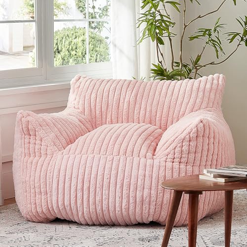 Giant Bean Bag Chairs for Adults with Filling Plush Fluffy Bean Bag Chairs for Teens with Armrests Comfy BeanBag Lazy Couch Sofa Chair for Bedroom
