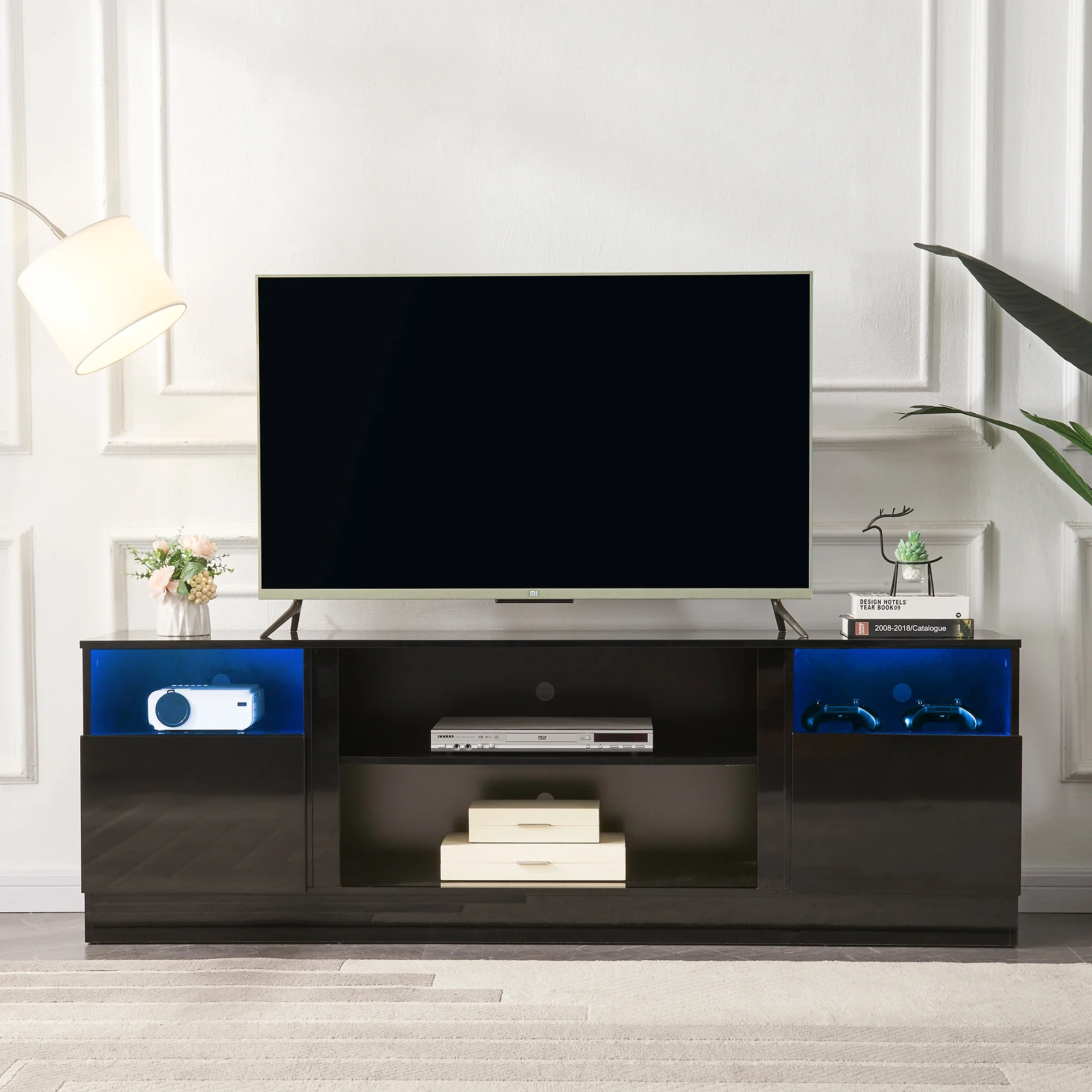 Whalefall Fireplace TV Stand with 36" Electric Fireplace, LED Light Entertainment Center