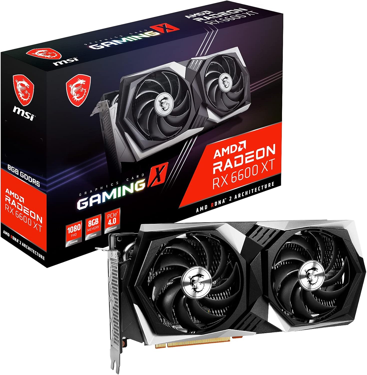 MSI Gaming AMD Radeon RX 6600 XT 8GB GDDR6 128-Bit HDMI/DP Torx Fan RGB Graphics Card (RX 6600 XT Gaming X 8G)