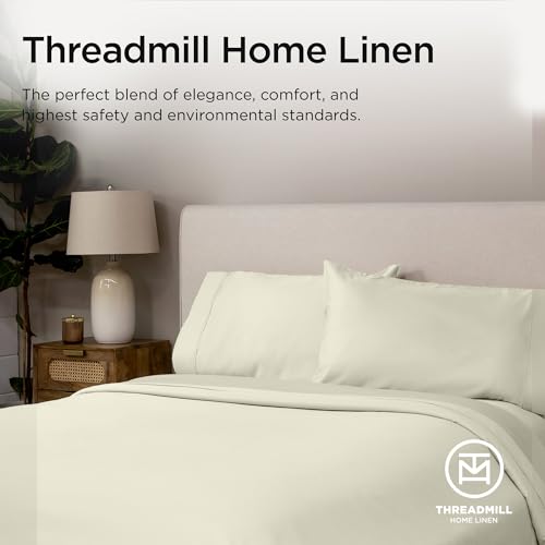 Threadmill 100% American Supima Cotton Sheets, Queen Sheet Set 1000 Thread Count Luxury 4 PC Luxury Bedding Set, Hotel Quality Sateen Weave
