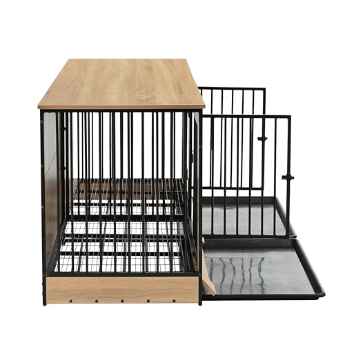 XL Double Large Dog Crate Furniture for 2 Dogs, Heavy Duty Dog Crate with Two Combined Rooms for Medium & Large Dogs