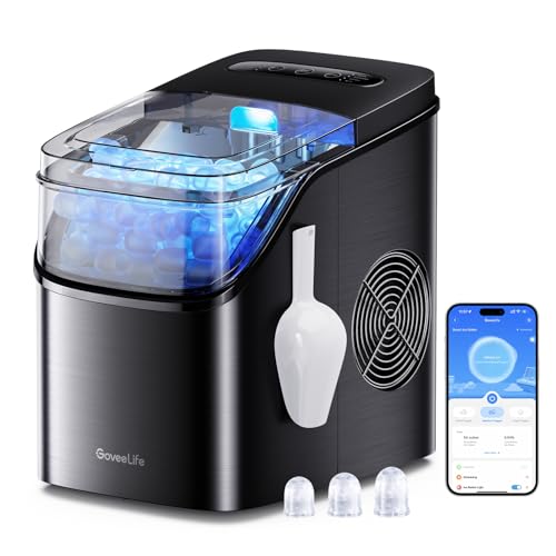 GoveeLife Smart Ice Maker Countertop, Portable Ice Machine with Voice Control, 9 Ice Cubes in 6 Minutes 3 Sizes, 26lbs/24Hrs