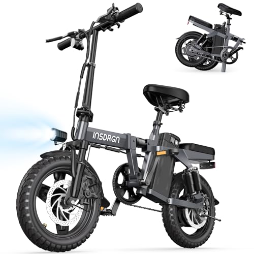 Folding Electric Bike for Adults, 20MPH Dual-Seat Ebike, MAX 45 Miles Range (PAS Mode) 499Wh Removable Battery, 9 Shocks Full Suspension, USB Charger