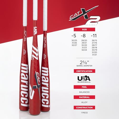 Marucci CATX2 Senior League Bat, 2 5/8" Barrel, -5, -8, -11 Drop, USA Baseball, Balanced