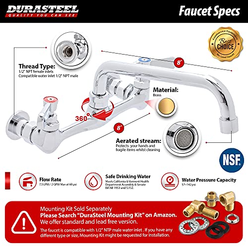 DuraSteel Stainless Steel Prep & Utility Sink - 1 Compartment Commercial Kitchen Sink - NSF Certified - 15"