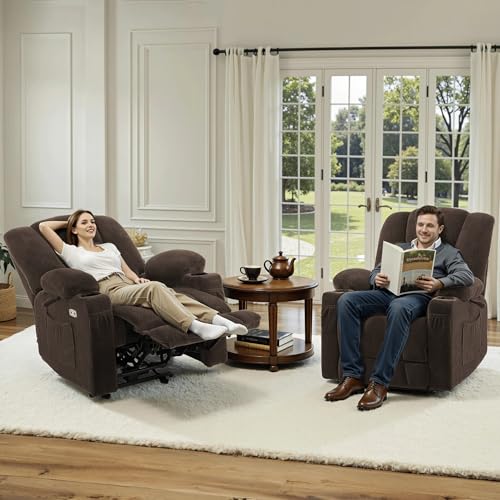 MCombo Zero Gravity Power Recliner Chair with Heat and Vibration Massage, Reclining Chair with USB & Type C Ports, Cup Holders for Living Room