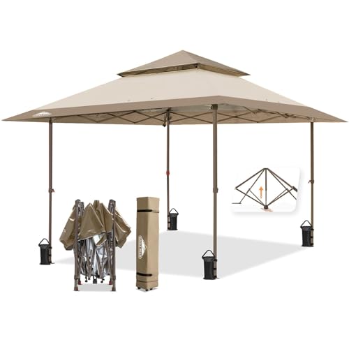 EAGLE PEAK 13x13 Straight Leg Pop Up Canopy Tent Instant Outdoor Canopy Easy Single Person Set up Folding Shelter w/Auto Extending Eaves 169 Square